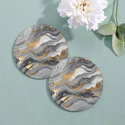 6 Golden Marbled Coasters Designed for Beverages