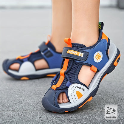 Breathable Mesh Blue & Orange Sandals for Youngsters