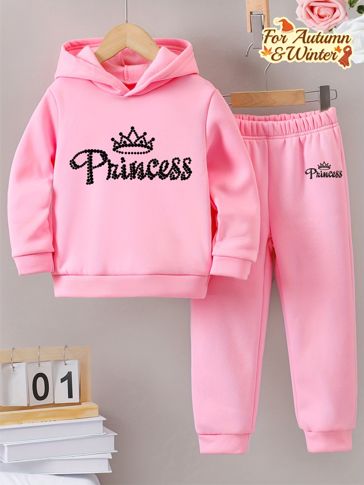 Girls' Autumn Hoodies Paired With Sports Pants