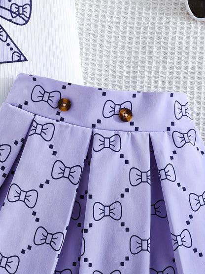 Girls' Plaid Print Skirt Set