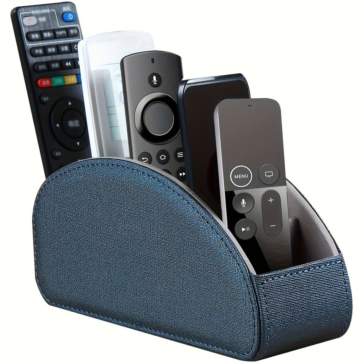 PU Leather Remote Control Holder with 5 Compartments