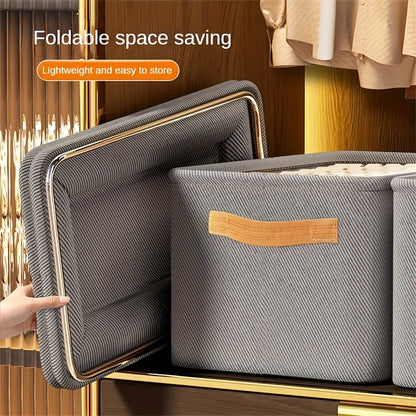 4pcs Classic Fabric Storage Boxes with Handles
