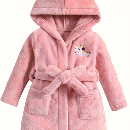 Girls' Hooded Robe - Soft Pink Unicorn