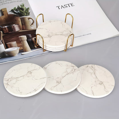 6pcs Water Absorbing Ceramic Cork Coaster Set