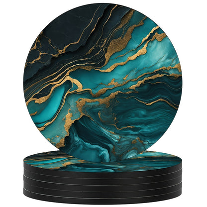 6 Golden Marbled Coasters Designed for Beverages