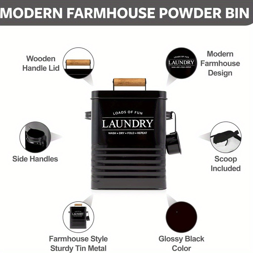 1pc Modern Farmhouse Metal Laundry Soap Dispenser with Scoop