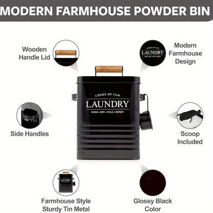 1pc Modern Farmhouse Metal Laundry Soap Dispenser with Scoop