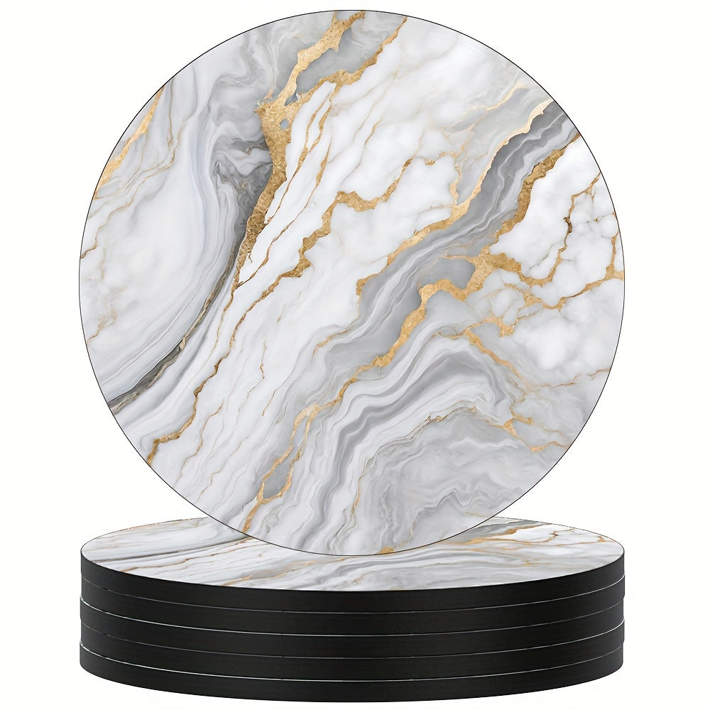 6 Golden Marbled Coasters Designed for Beverages