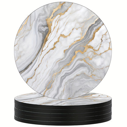 6 Golden Marbled Coasters Designed for Beverages
