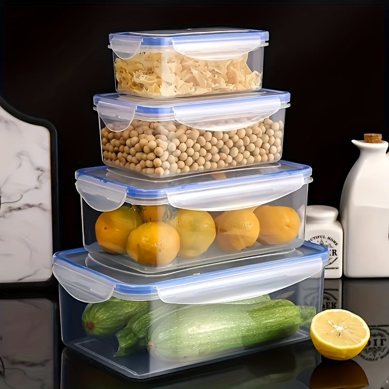 8pcs Set of Transparent Multi-Compartment Sealed Grain Storage Containers with Lids