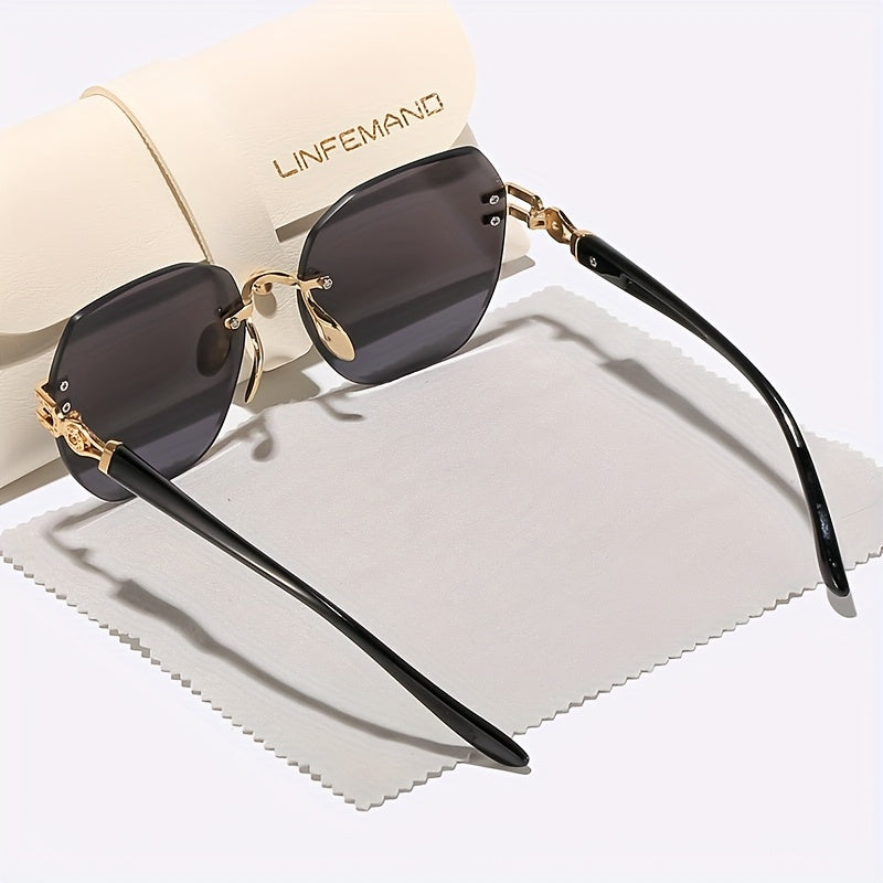 LINFEMAND Women'S Frameless Geometric Decorative Glasses