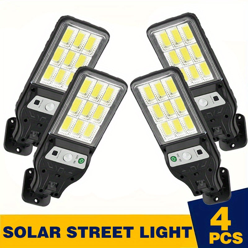 1/2/3/4pcs Outdoor Solar Street Lamp, Solar Rechargeable COB Wall Lamps with Motion Sensor