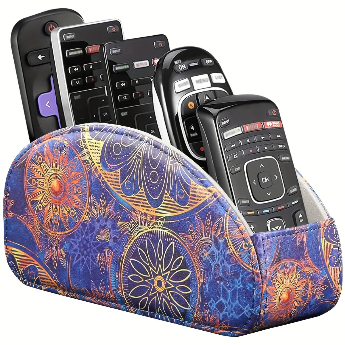 PU Leather Remote Control Holder with 5 Compartments