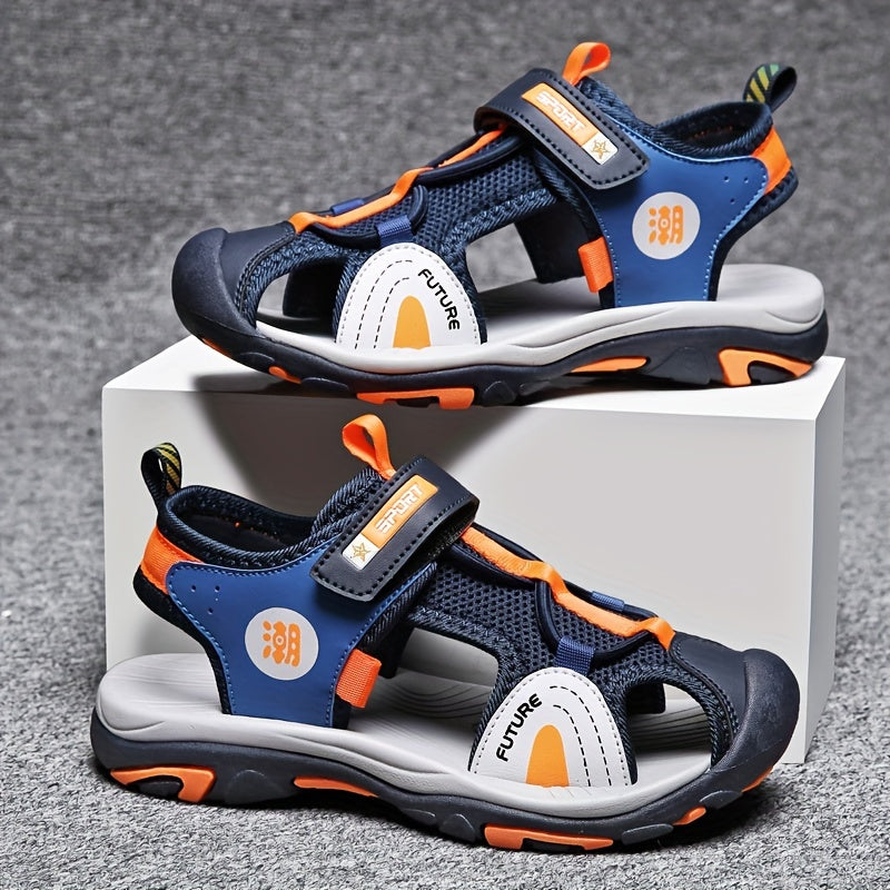 Breathable Mesh Blue & Orange Sandals for Youngsters
