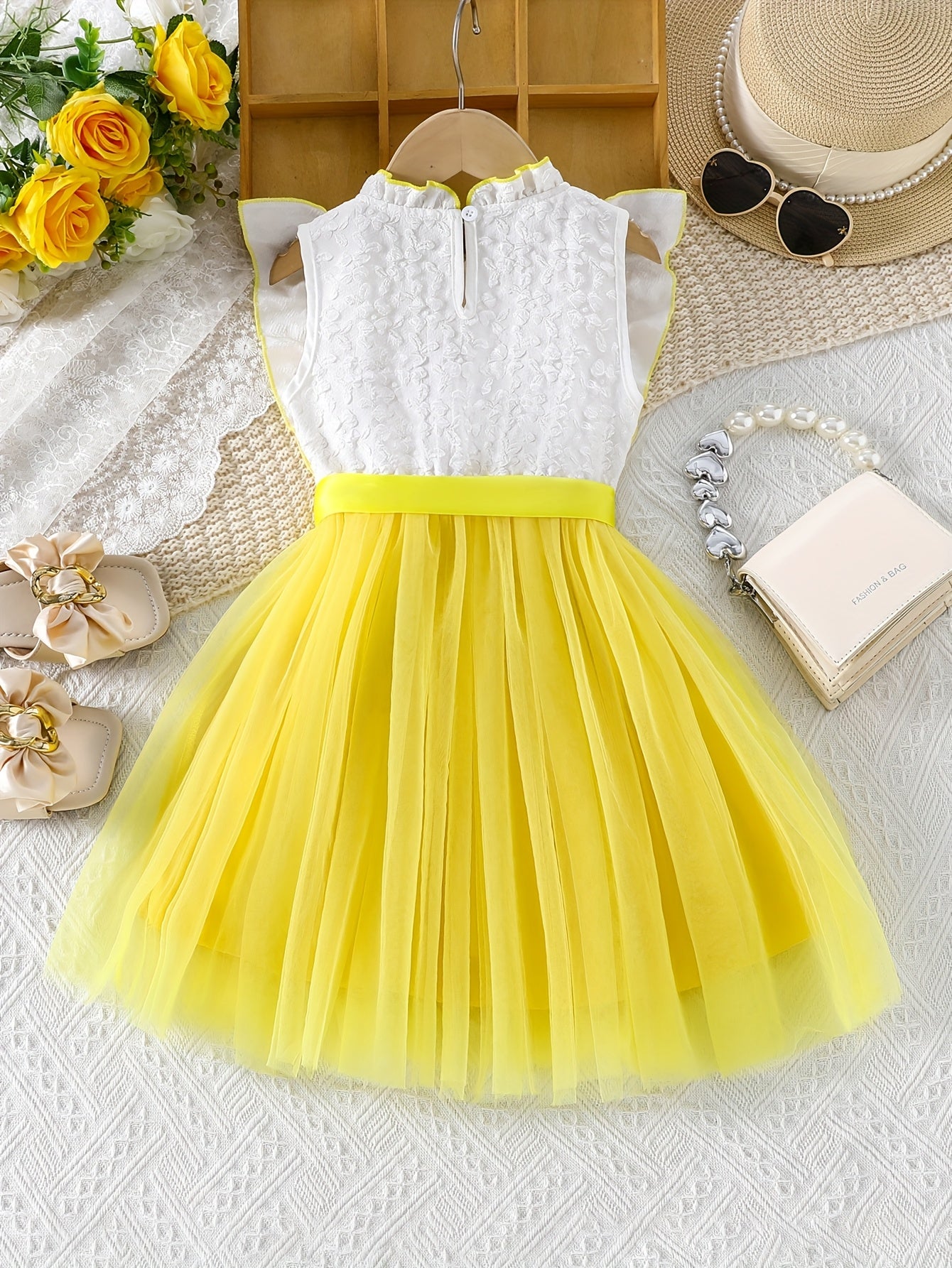 1pc Girls' Sleeveless Summer Dress