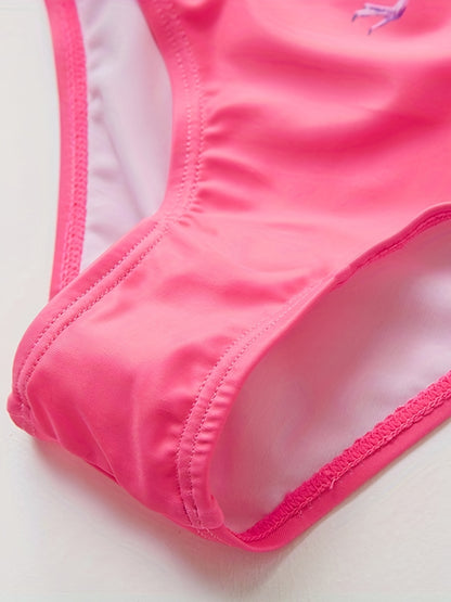 Summer Beach 1-piece Criss Cross Back Swimsuit | Sweet Girls Flamingo Graphic