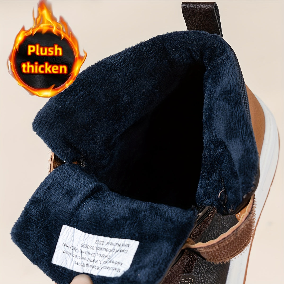 Boys' Mid-Top Fashion Sneakers with Warm Plush Lining