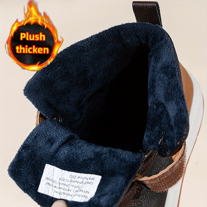 Boys' Mid-Top Fashion Sneakers with Warm Plush Lining