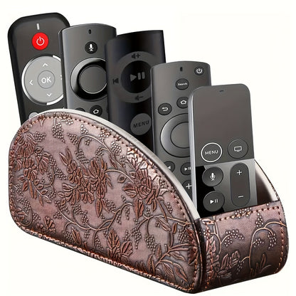 PU Leather Remote Control Holder with 5 Compartments