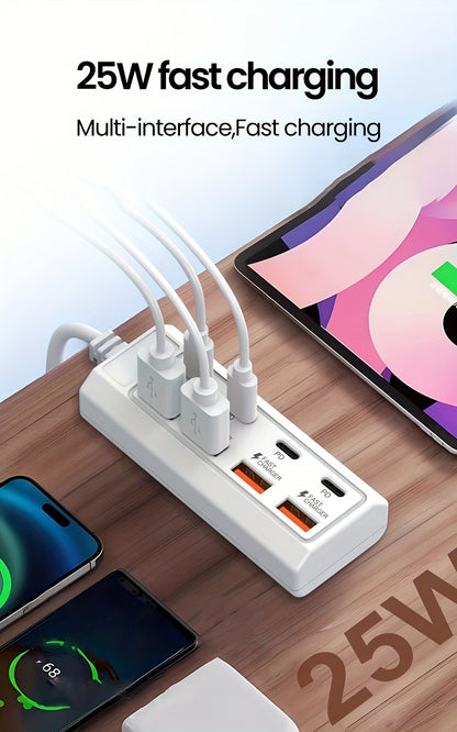 Fast Charging 25W 8-Port USB Adapter [4USB+4PD] Hub