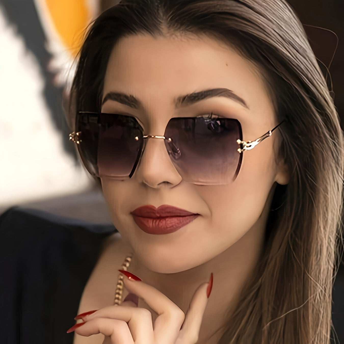 Vibrant Square Rimless Glasses for Women - Fashionable, Casual, And Stylish Eyewear