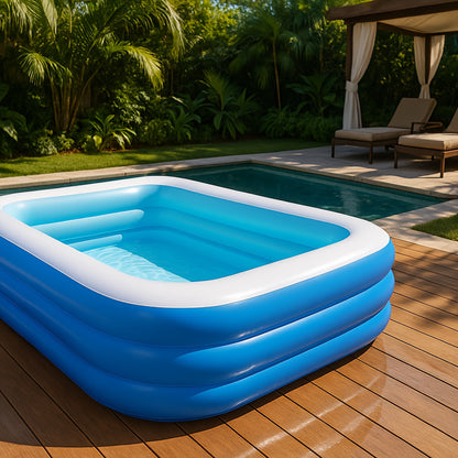 Heavy-Duty PVC Inflatable Rectangular Family Pool