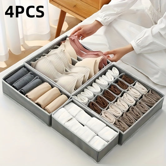 4pcs Underwear & Bras Organizer Storage Boxes
