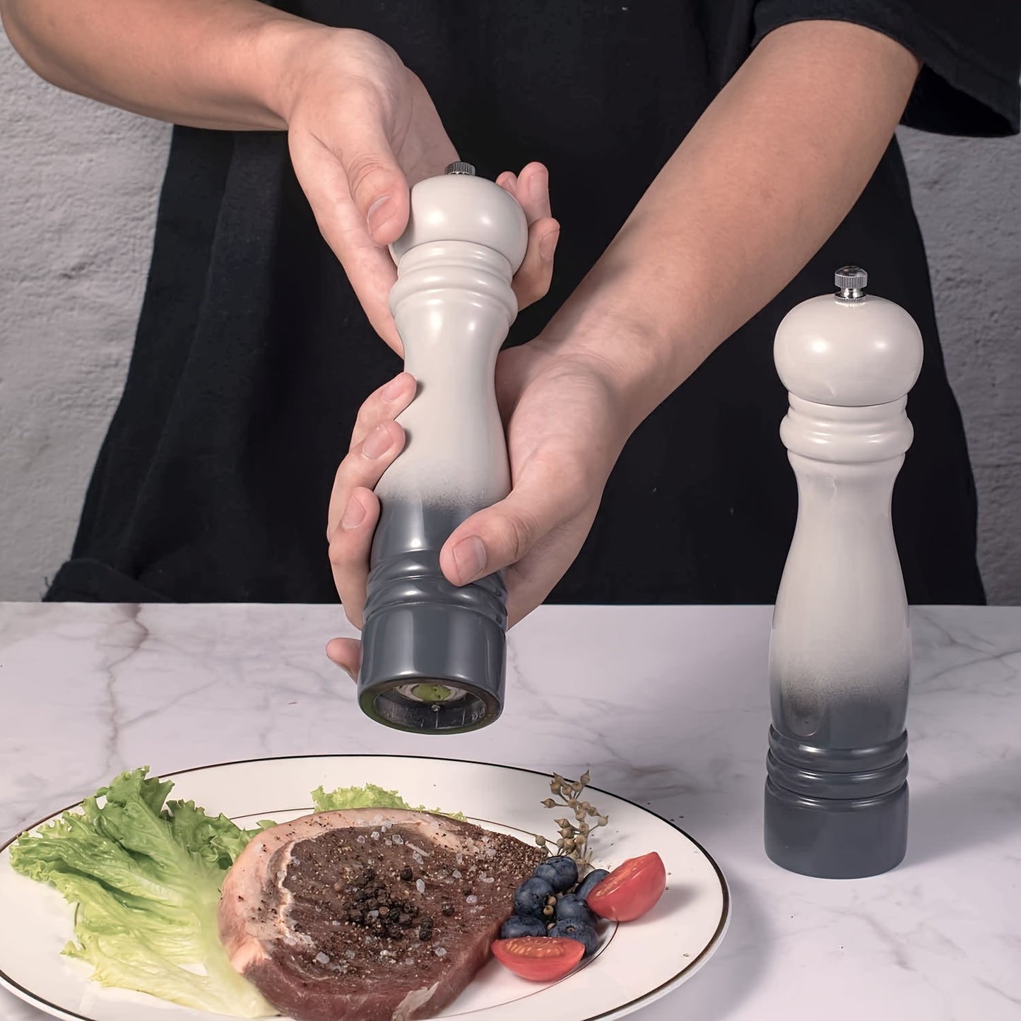 2pcs Pepper Grinder Set, Macaron Pink Gradient Design