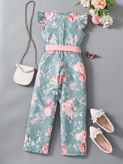 Summer Floral Print Sleeveless Jumpsuit