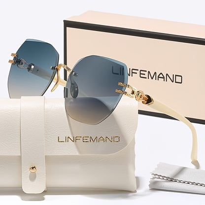 LINFEMAND Women'S Frameless Geometric Decorative Glasses