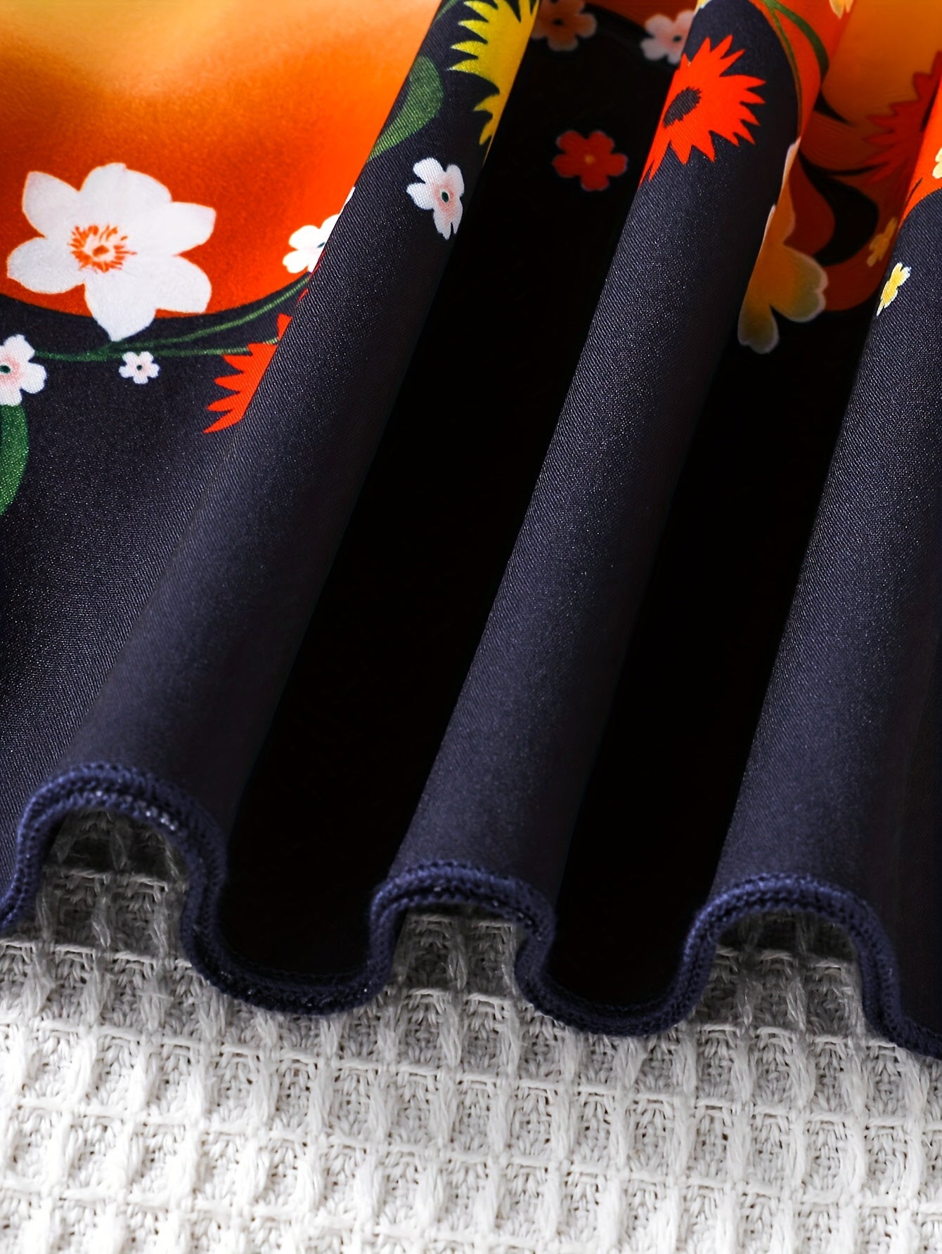 Girls' Floral Pattern Ruffled Spaghetti Suspender Dress