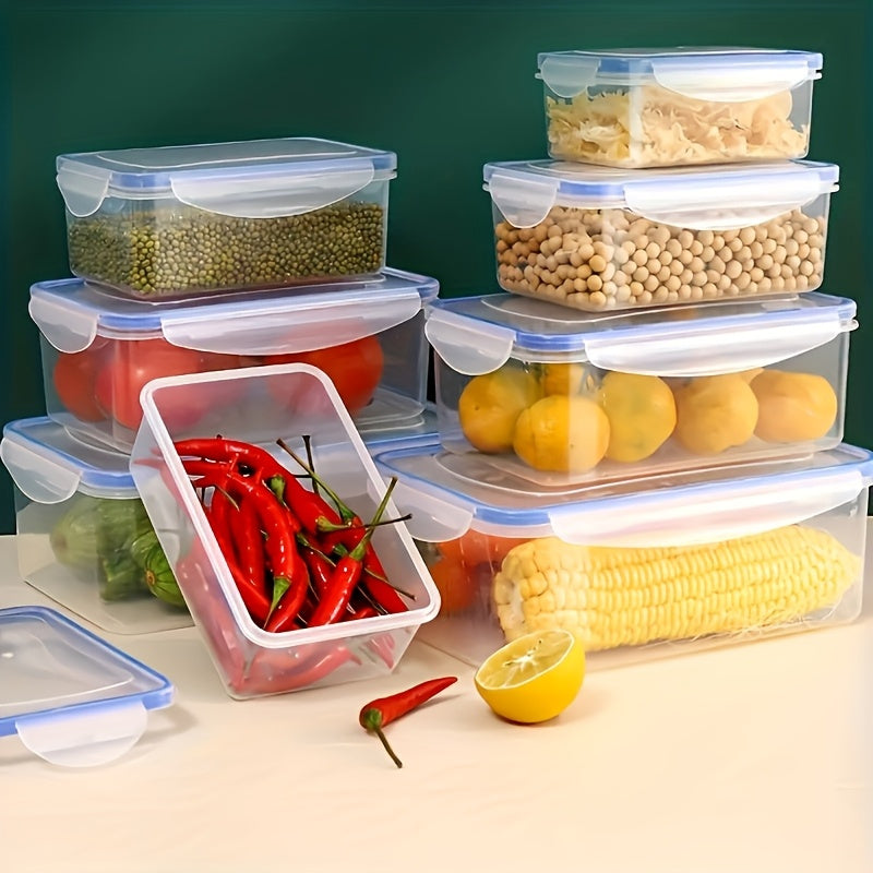8pcs Set of Transparent Multi-Compartment Sealed Grain Storage Containers with Lids