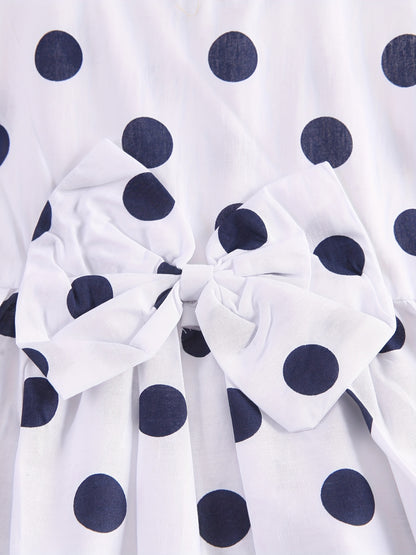 Girls' Bohemian Polka Dot Sleeveless Dress