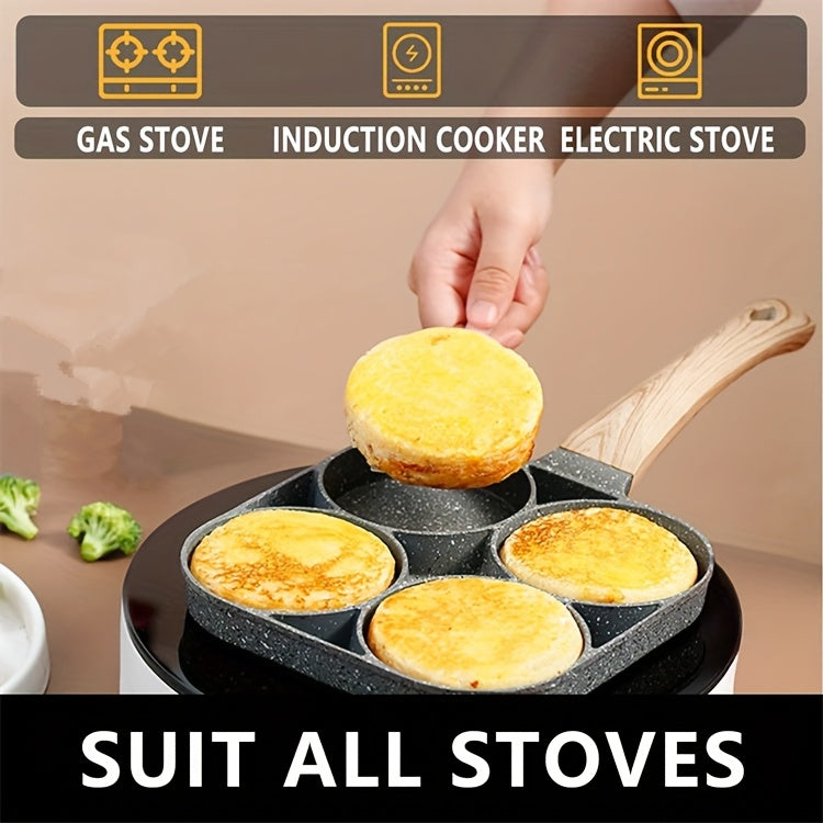 4-Hole Non-Stick Frying Pan with Maifan Stone Coating