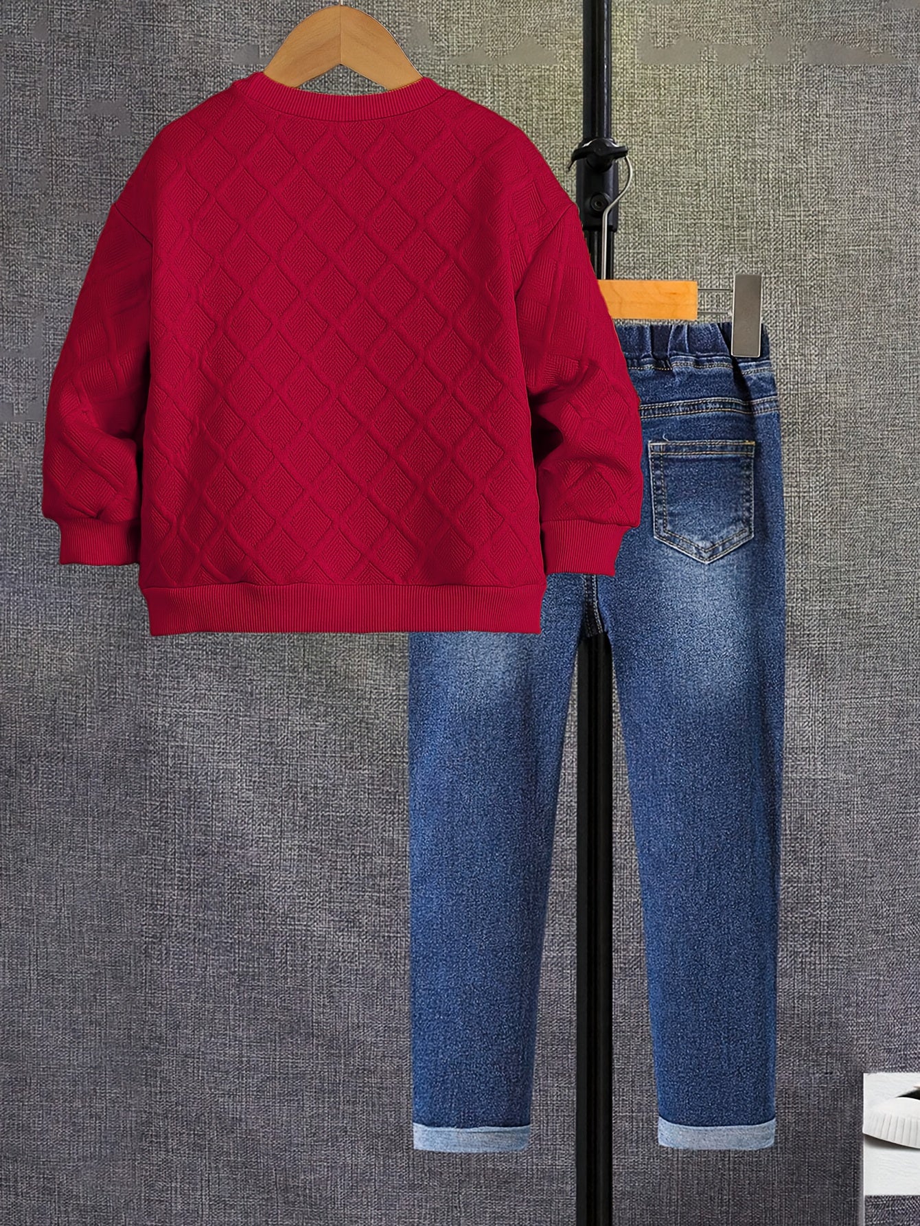 Boys' Long Sleeve Orange Crew Neck Sweat & Casual Jeans Set