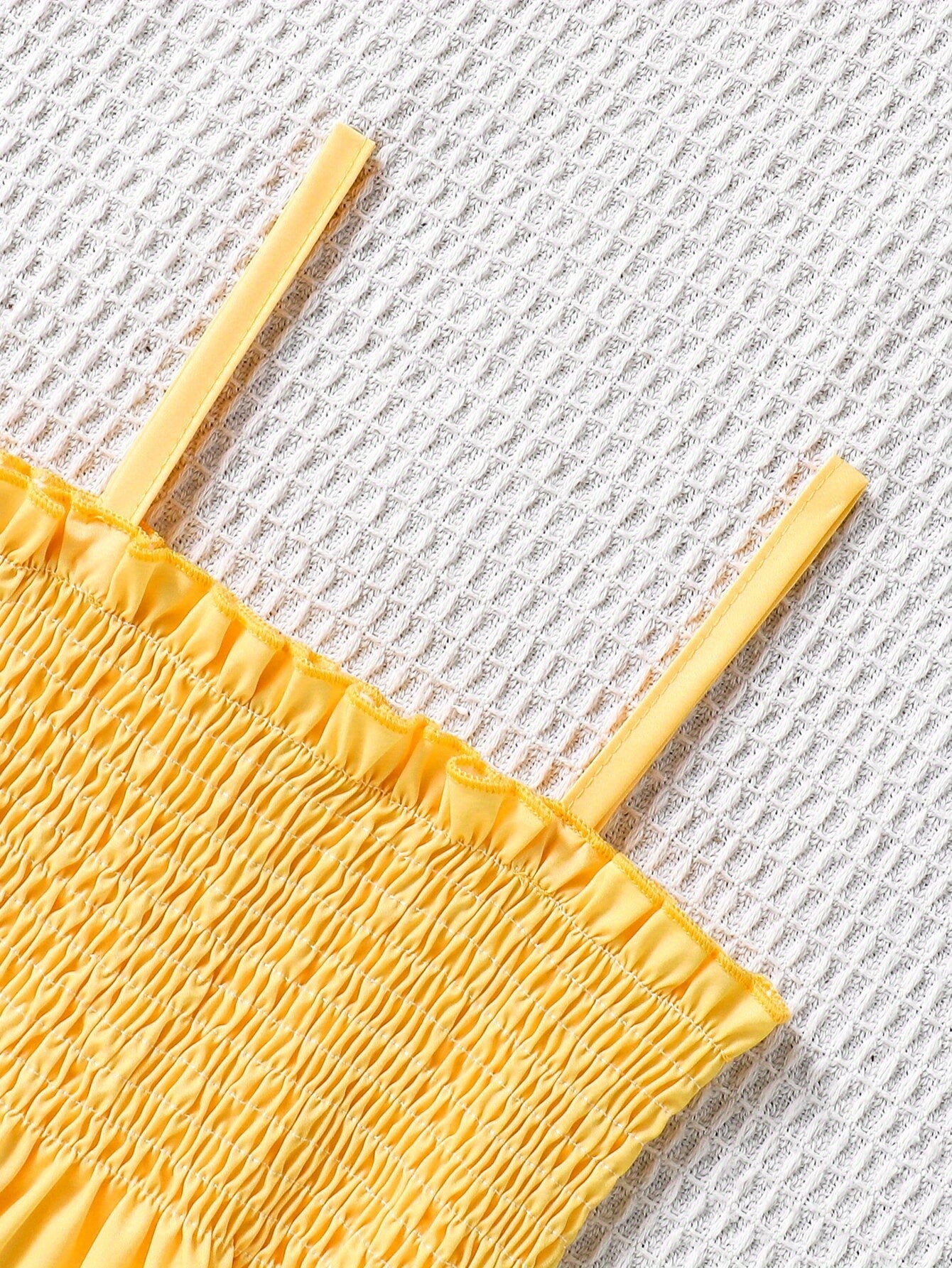 Girls' Floral Pattern Ruffled Spaghetti Suspender Dress