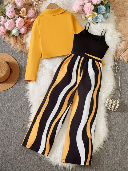 Striped Jumpsuit Set with Belt