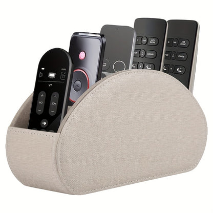 1pc Black Faux Leather Remote Control Holder with 5 Compartments