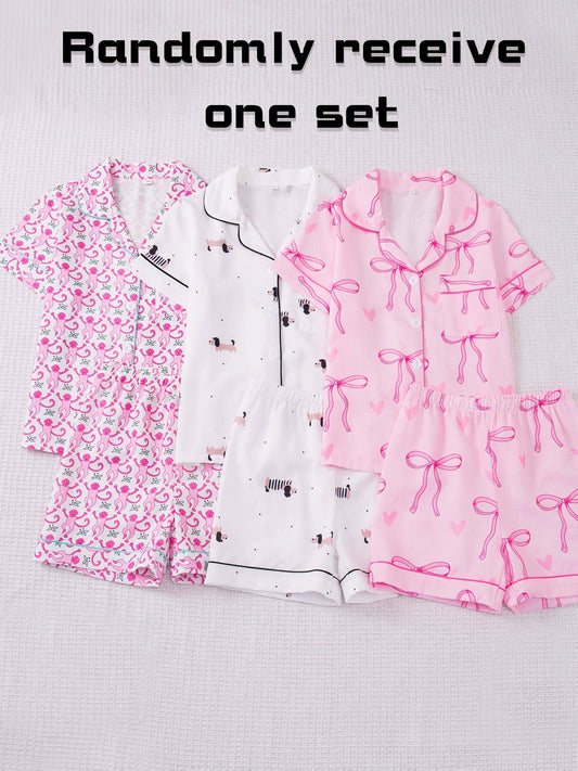 Random 1 Set Bubble Wrinkle Kids Pajamas