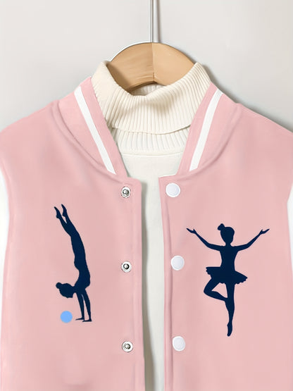 Cozy 2pcs Girls' Varsity Jacket & Jogger Set