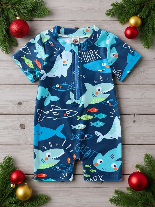 Youngsters's Cute Printed Short Sleeve One-piece Swimsuit