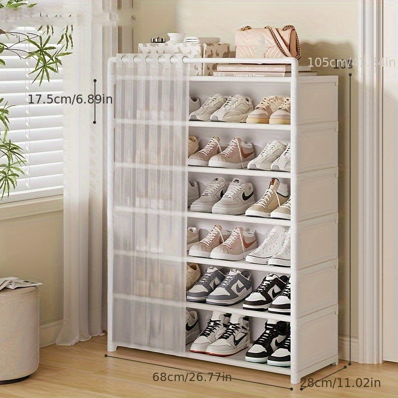 1 Set - Dustproof Foldable Shoe Display Rack with Non-Slip Base, Easy to Clean, Multi-Layer Storage Shelf for Shoes and Accessories