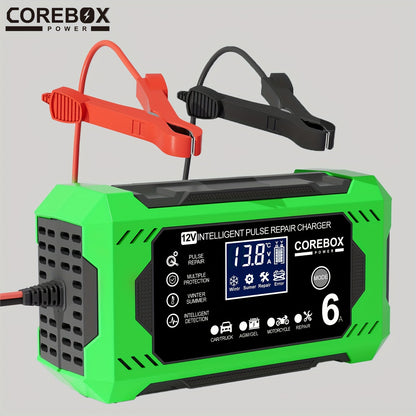COREBOX 12V 6A Smart Battery Charger with LCD Display