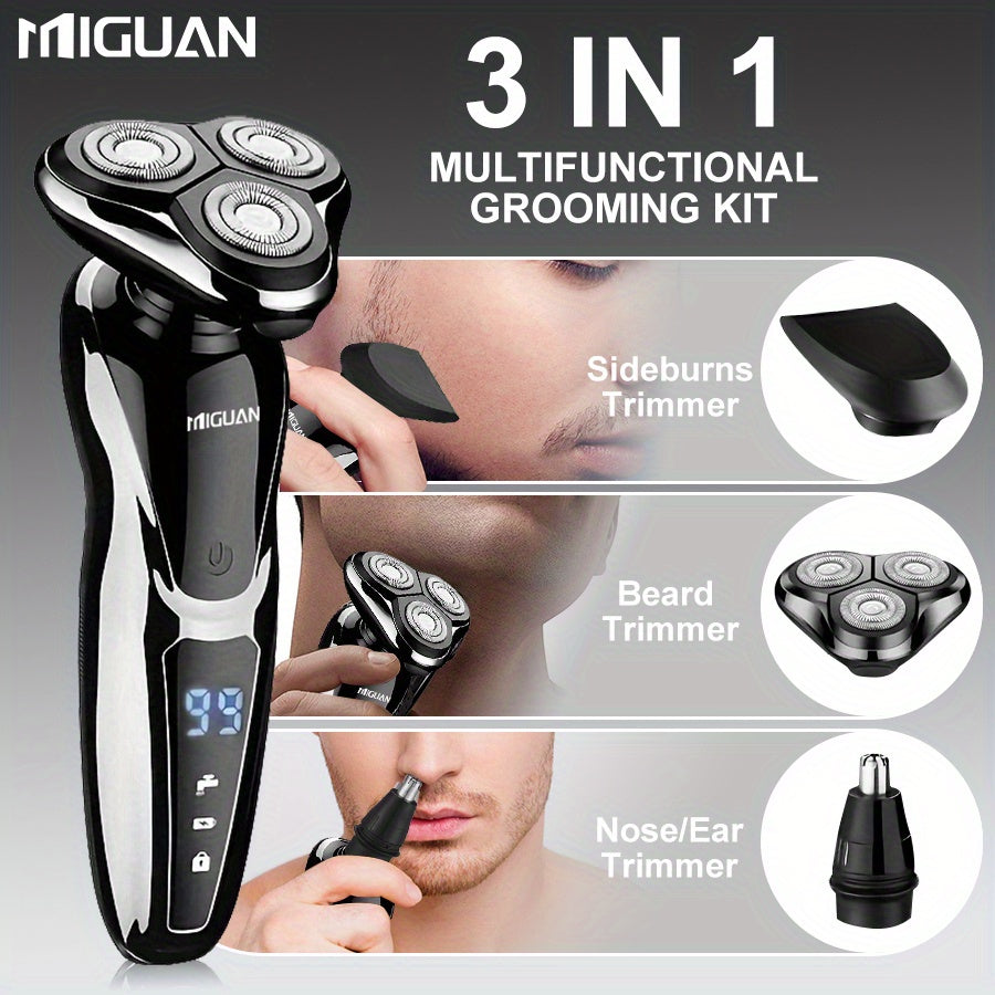 Multi-Function 3-in-1 Electric Grooming Kit-Shaver, Nose Trimmer & Sideburn Razor