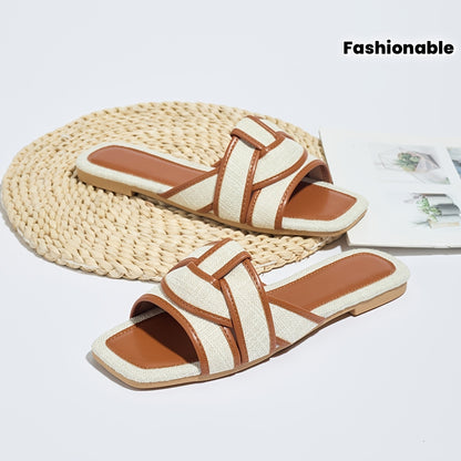 Women'S Stylish Flat Sandals with Cross Straps And Contrasting Colors