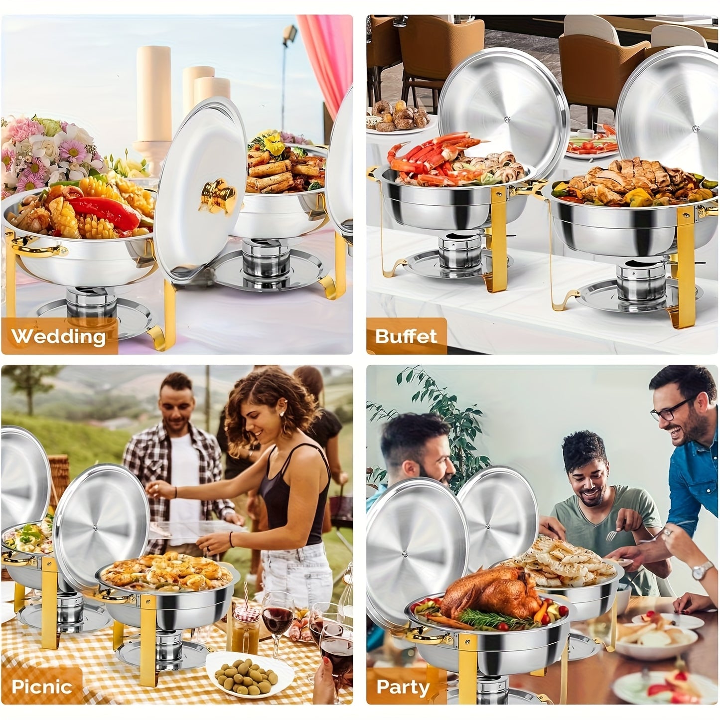 Golden insulated food pan set