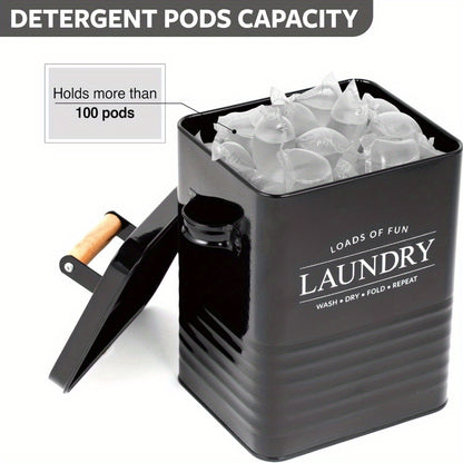 1pc Modern Farmhouse Metal Laundry Soap Dispenser with Scoop