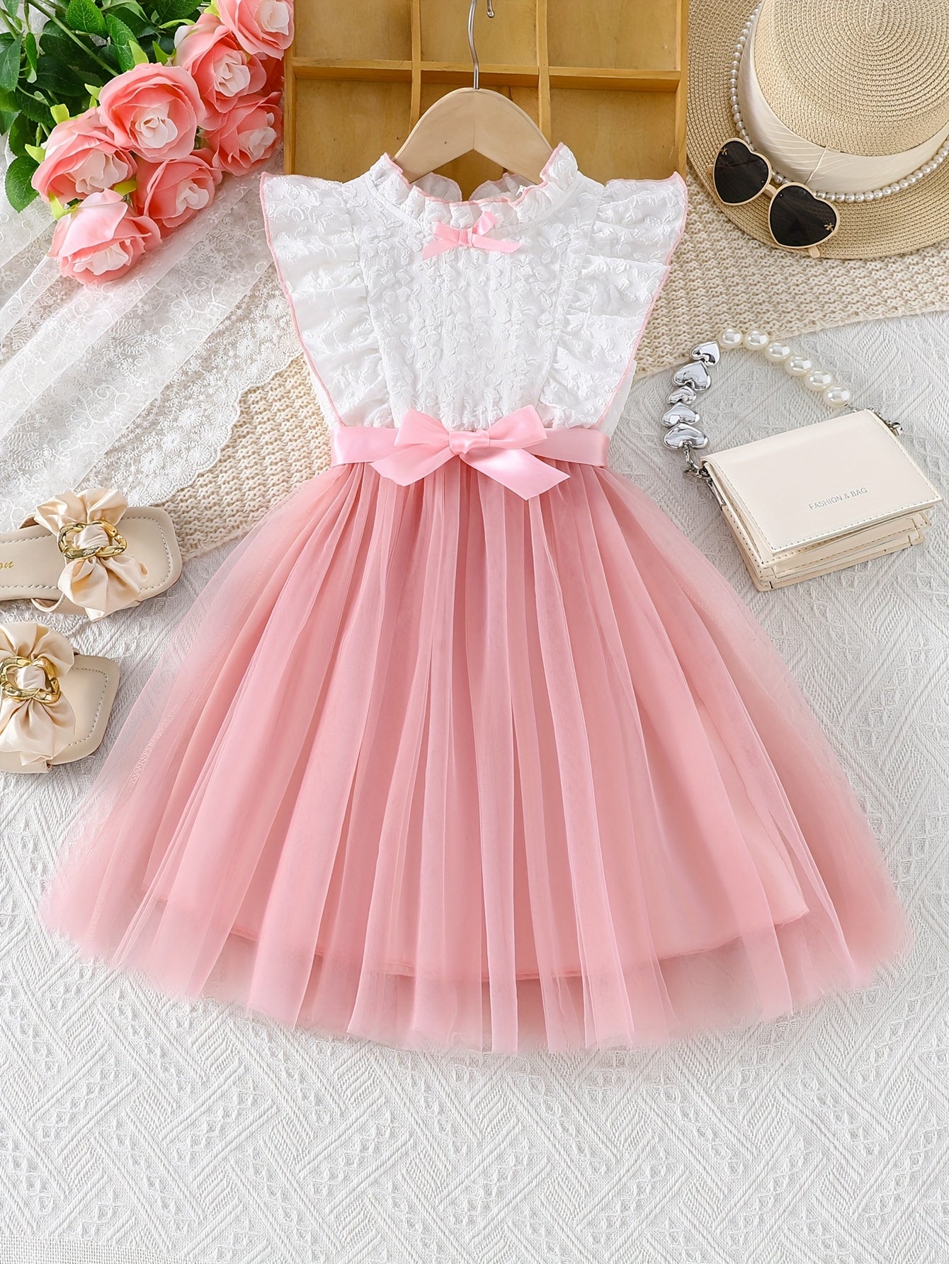 1pc Girls' Sleeveless Summer Dress