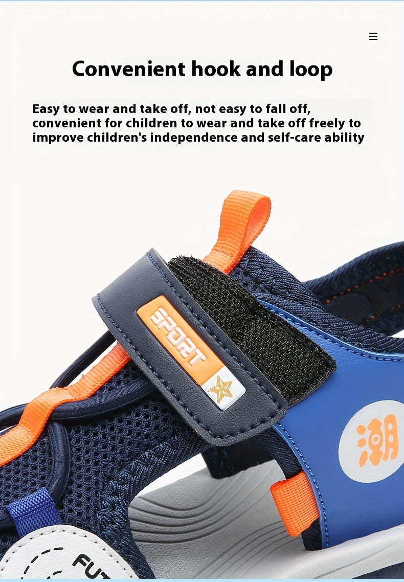 Breathable Mesh Blue & Orange Sandals for Youngsters