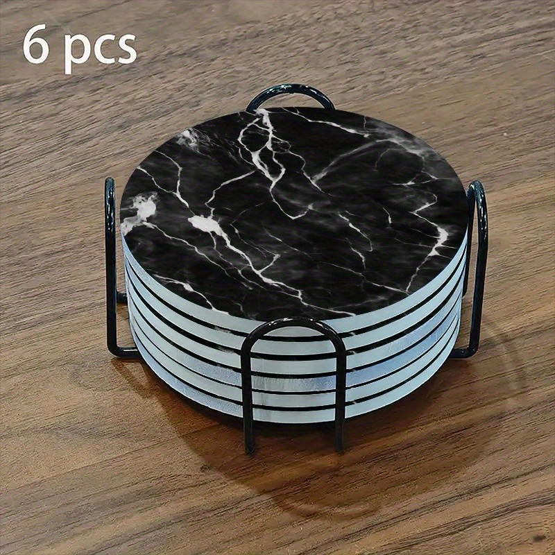 6pcs Set of Charming Round Ceramic Coasters